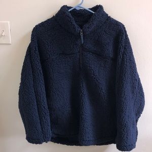 Navy Blue Sherpa Coat